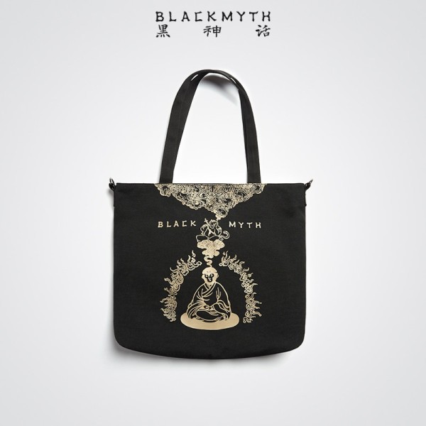 Black Myth Wukong Prints Black Canvas Bag